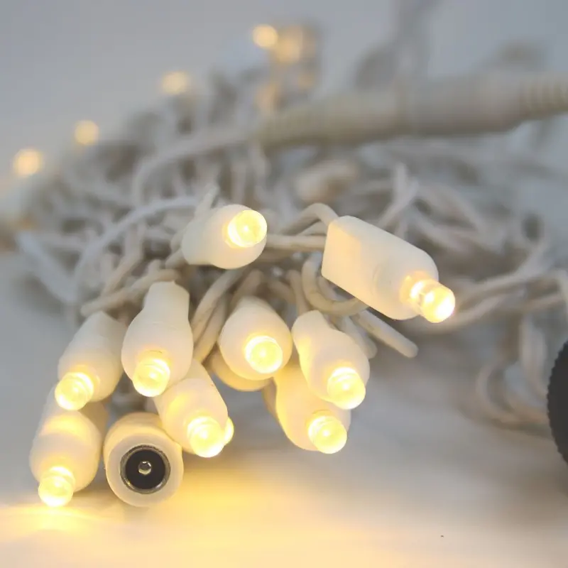12V Warm White LED Light String with White Wiring