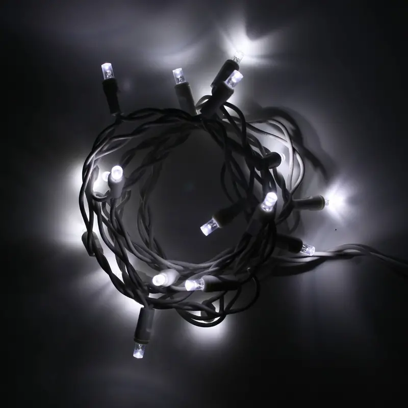 20-Light Pure White LED Craft String Lights – White Cord