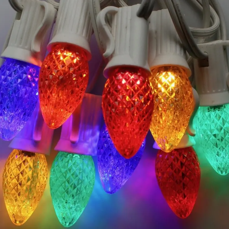 25-Pack Minleon C7 Multicolor Twinkling LED Bulbs with E12 Bases