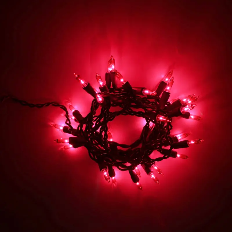 35-Bulb Pink Glass Craft Lights — Green Cord