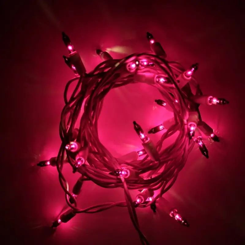 35-Bulb Purple Glass Craft Lights — White Cord