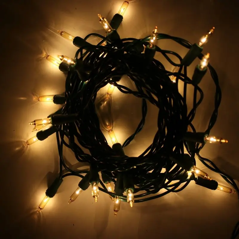 35-Bulb Yellow Glass Craft Lights — Green Cord