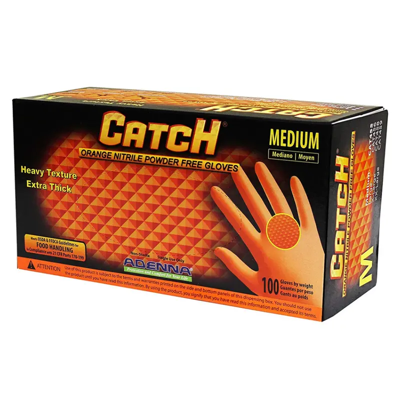 Adenna Nitrile Powder-Free Exam Gloves – Orange, Non-Sterile, Box of 100