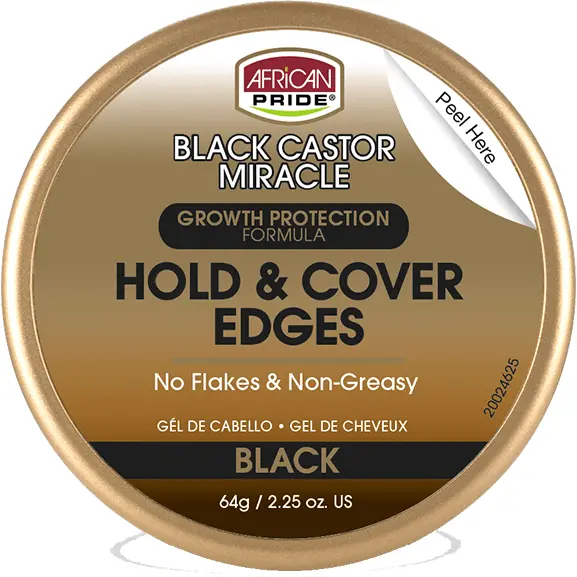 African Pride Black Castor Edges Control Pomade – 2.25 oz Strong-Hold, Non-Greasy Styler