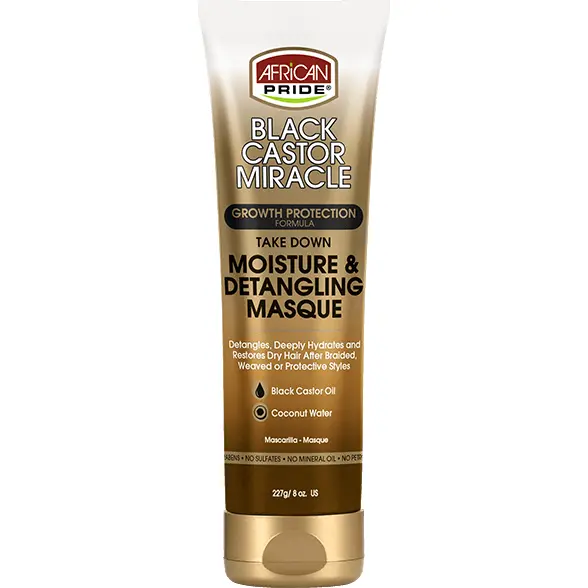 African Pride Black Castor Moisture Masque – 8 oz Deep-Conditioning Detangling Treatment