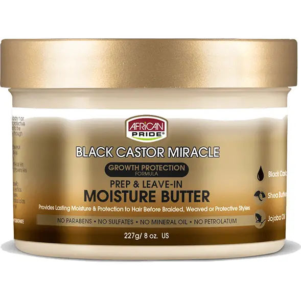 African Pride Black Castor Prep & Leave-In Butter – 8 oz Multi-Use Hydration Cream