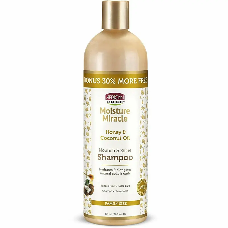 African Pride Honey & Coconut Oil Shampoo – 16 oz Gentle, Sulfate-Free Cleanser