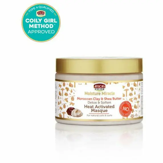African Pride Moroccan Clay & Shea Detox Masque – 12 oz Purifying & Softening Treatment