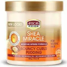 African Pride Shea Miracle Bouncy Curls Pudding – Lightweight, Defined Curl Enhancer