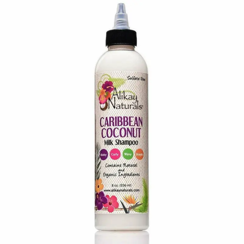 Alikay Naturals Caribbean Coconut Milk Shampoo – Creamy, Sulfate-Free Cleanser for Dry, Fragile Hair (8 oz)