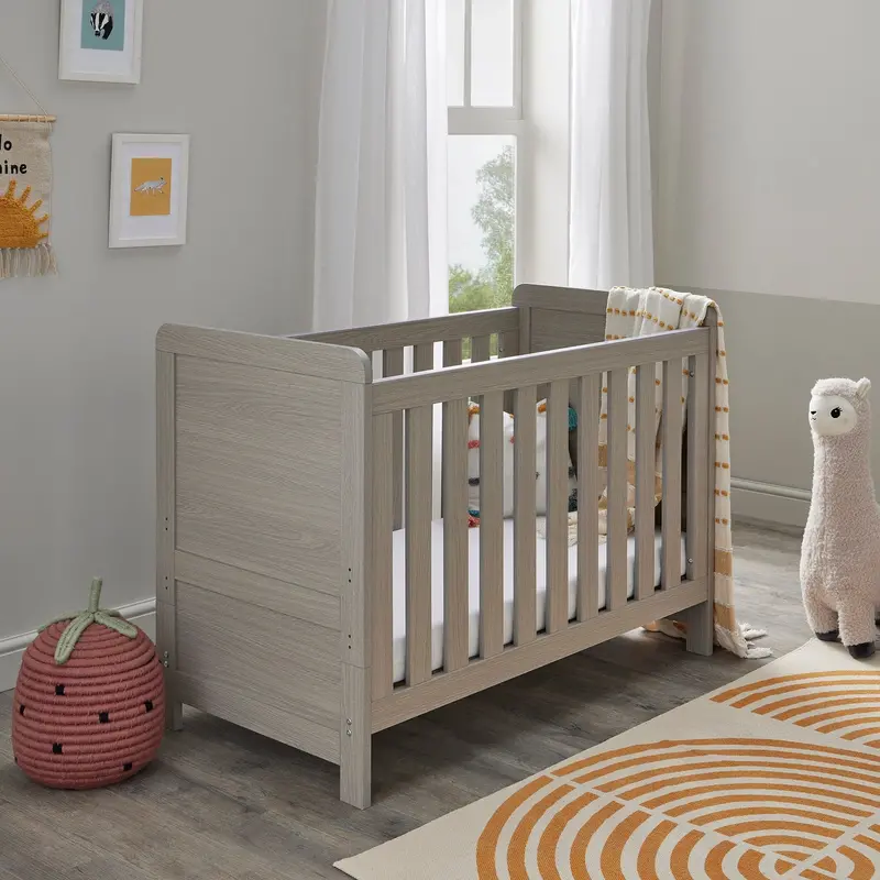 Babymore Caro Mini Cot Bed in Greywash Finish