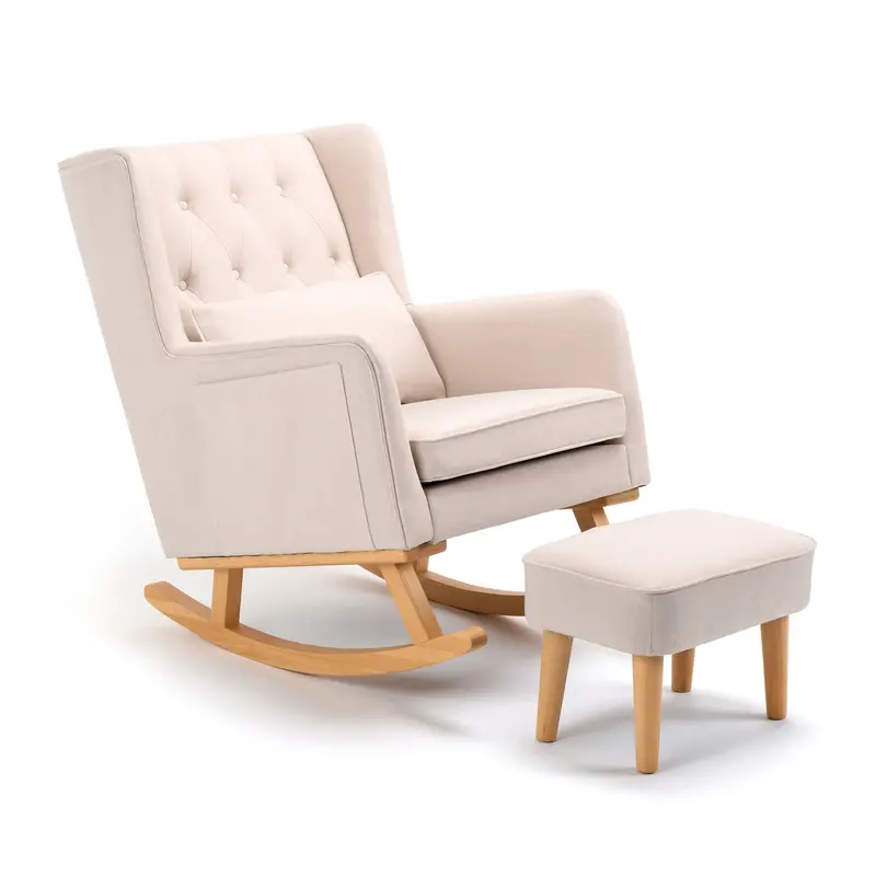 Babymore Lux Nursing Chair with Matching Stool – Cream