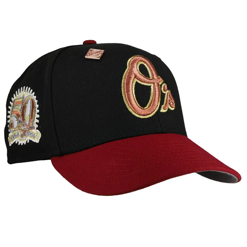 Baltimore Orioles 50th Anniversary Black & Maroon Metallic 59Fifty Cap