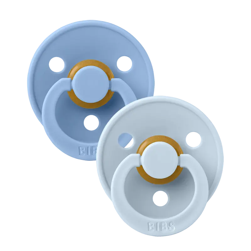 BIBS Colour Pacifiers (2-Pack, Size 1) – Sky Blue & Baby Blue Set