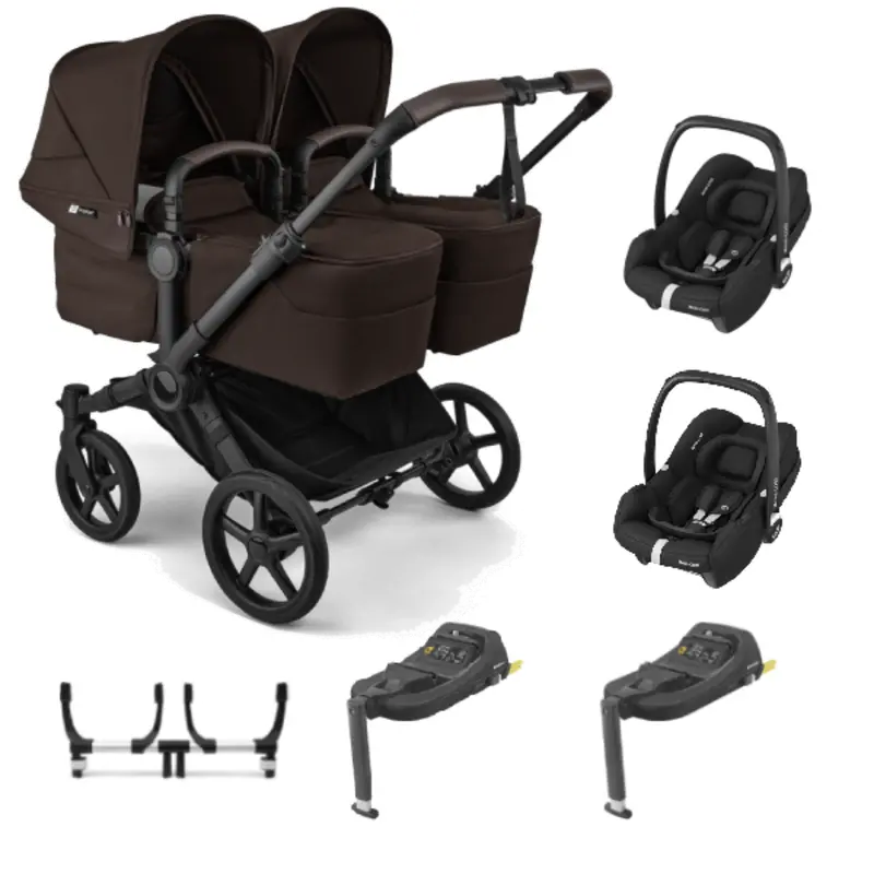 Bugaboo Donkey 6 Twin Travel System with Cabriofix i-Size Car Seats – Cocoa Brown