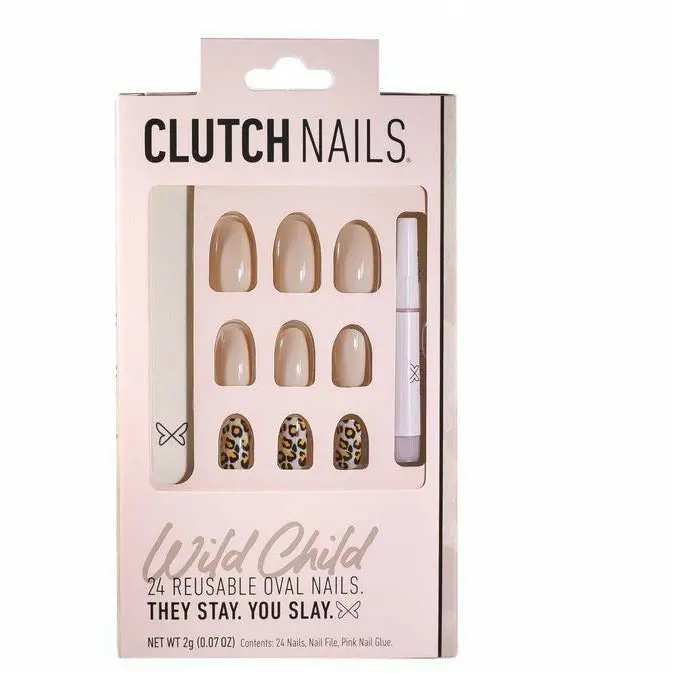 ClutchNails Wild Child Oval Press-On Nails – Trendy, Natural-Looking Manicure