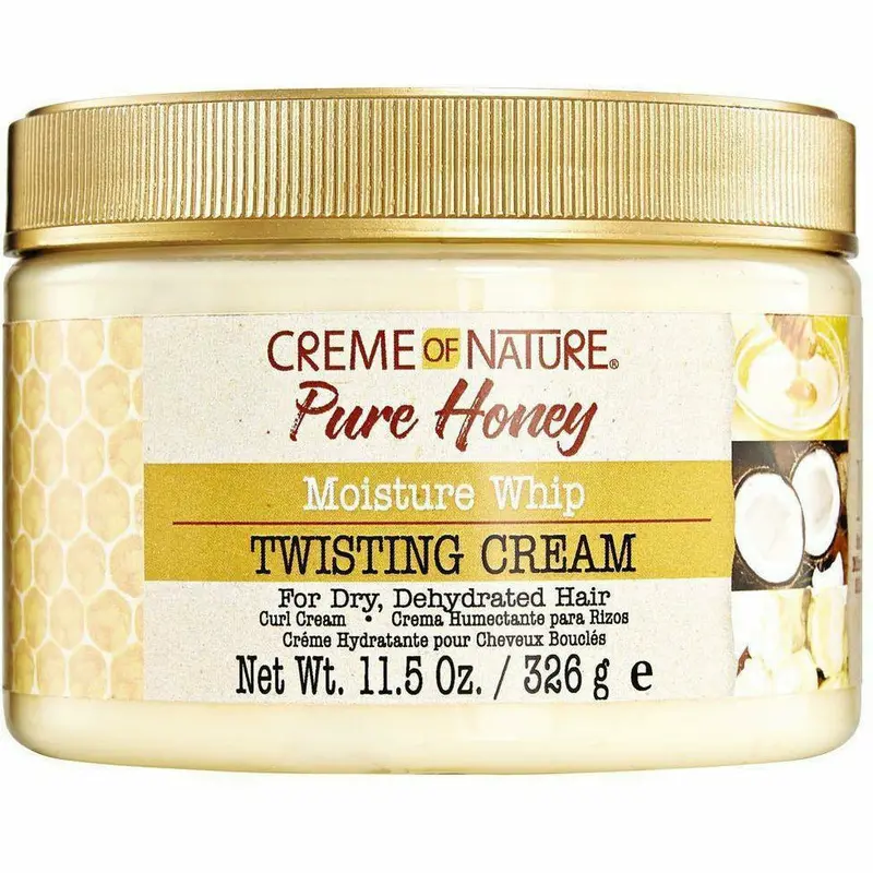 Creme of Nature Pure Honey Moisture Whip Twisting Cream for Defined, Hydrated Curls (11.5 oz)