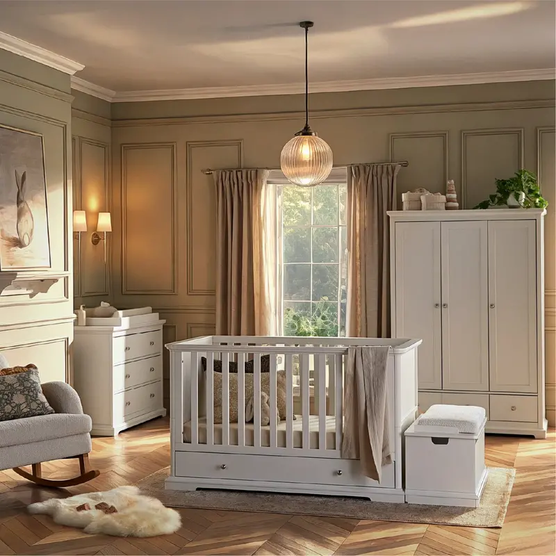 CuddleCo Beaumont 4-Piece Nursery Furniture Collection in Pure White