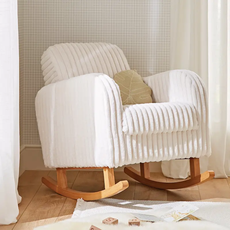 CuddleCo Etta Nursing Chair with Faux Fur Upholstery – Cream