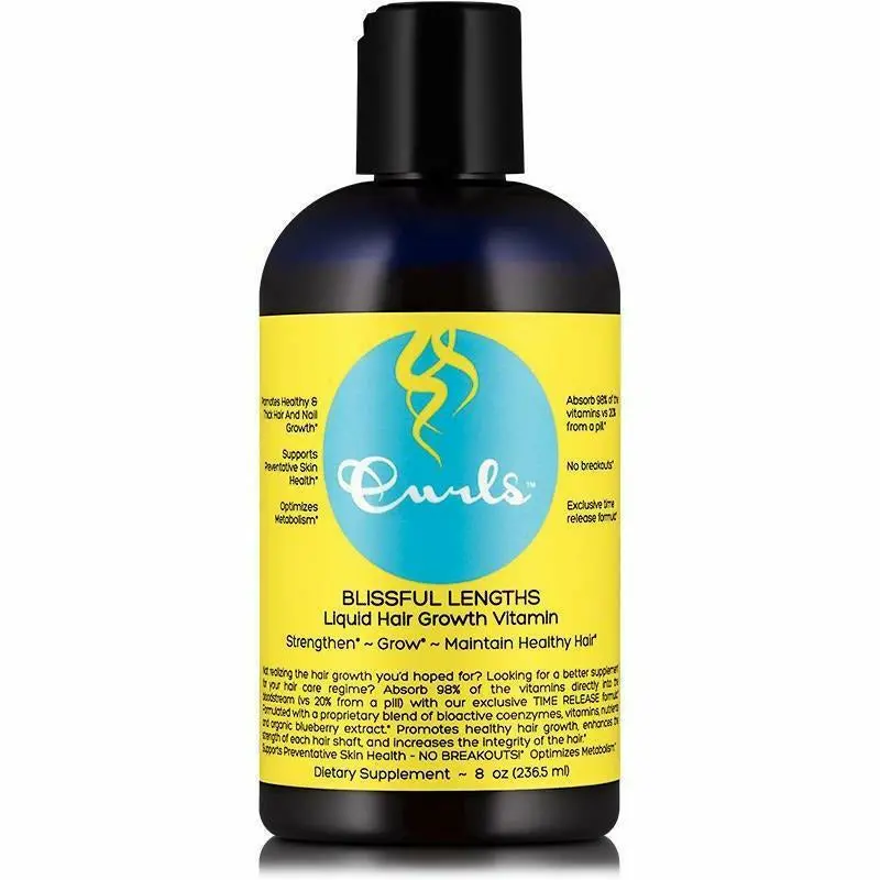 Curls Blissful Lengths Liquid Hair Growth Vitamin – Liquid Supplement with Biotin, Zinc & Herbal Extracts for Healthy Hair Growth (8 oz)