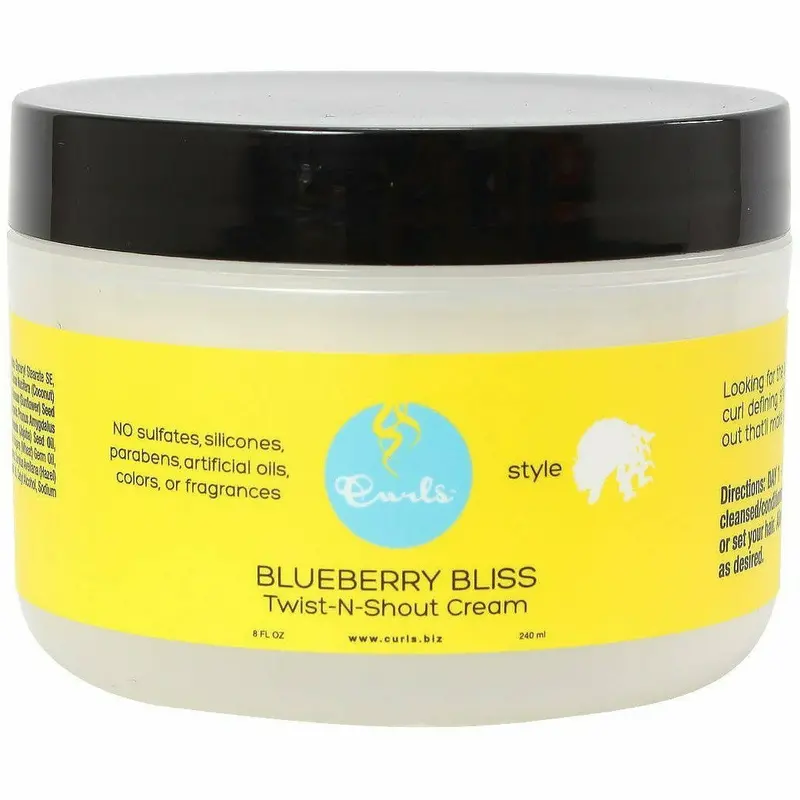 Curls Blueberry Bliss Twist N Shout Cream – Cream-Gel Hybrid for Enhanced Definition, Shine, and Manageability (8 oz)