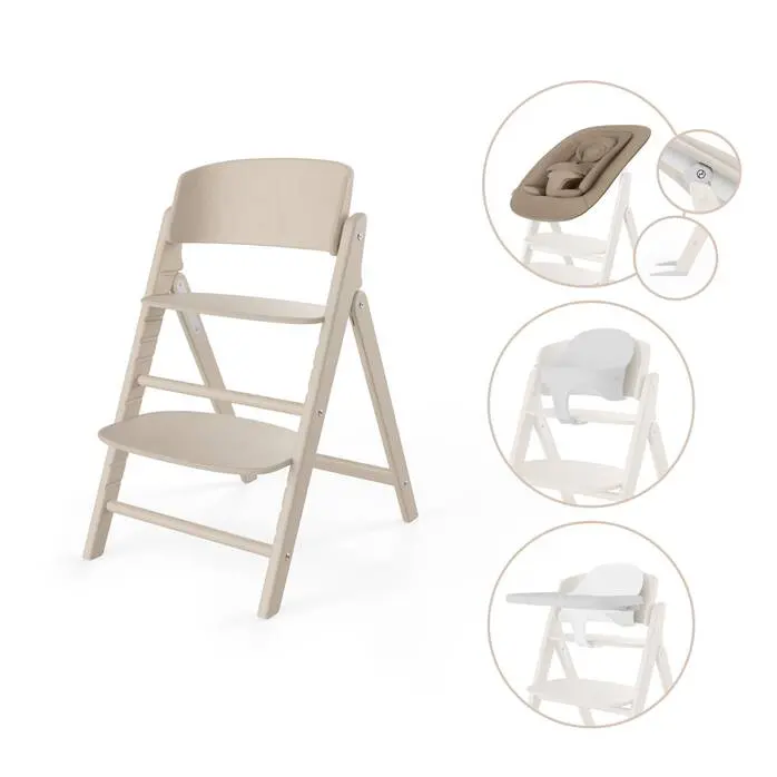 Cybex Click & Fold 4-in-1 Convertible High Chair – Natural Wood Accents