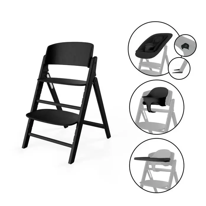 Cybex Click & Fold 4-in-1 Convertible High Chair – Stunning Black