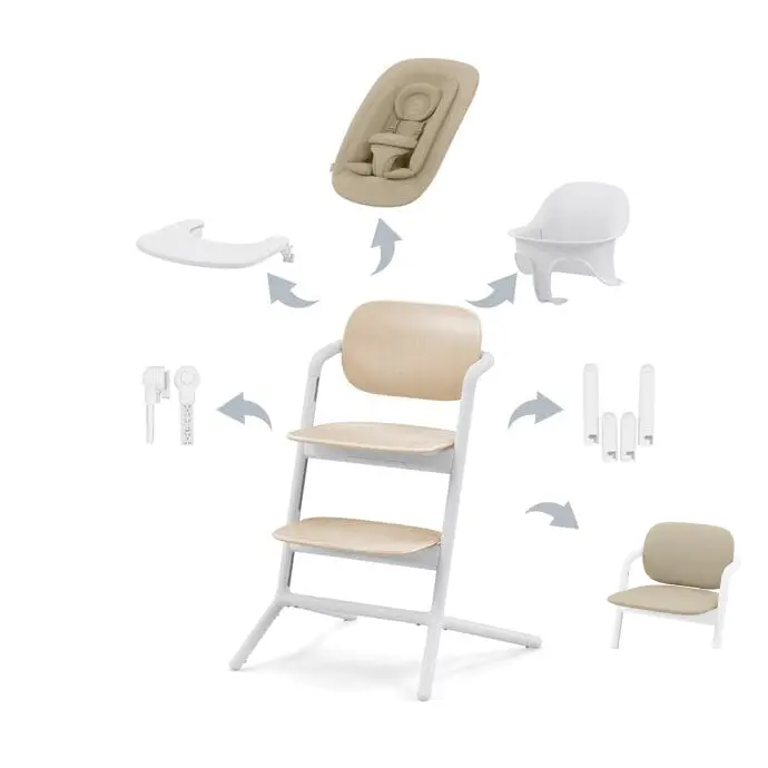 Cybex LEMO 4-in-1 Convertible High Chair with Comfort Inlay – Sand White