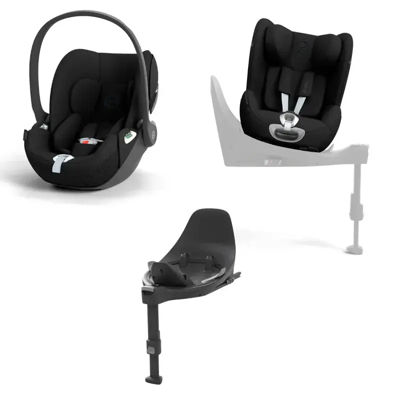 Cybex Modular Travel Bundle: Cloud T Car Seat, Sirona T Car Seat, and Base T i-Size – Black