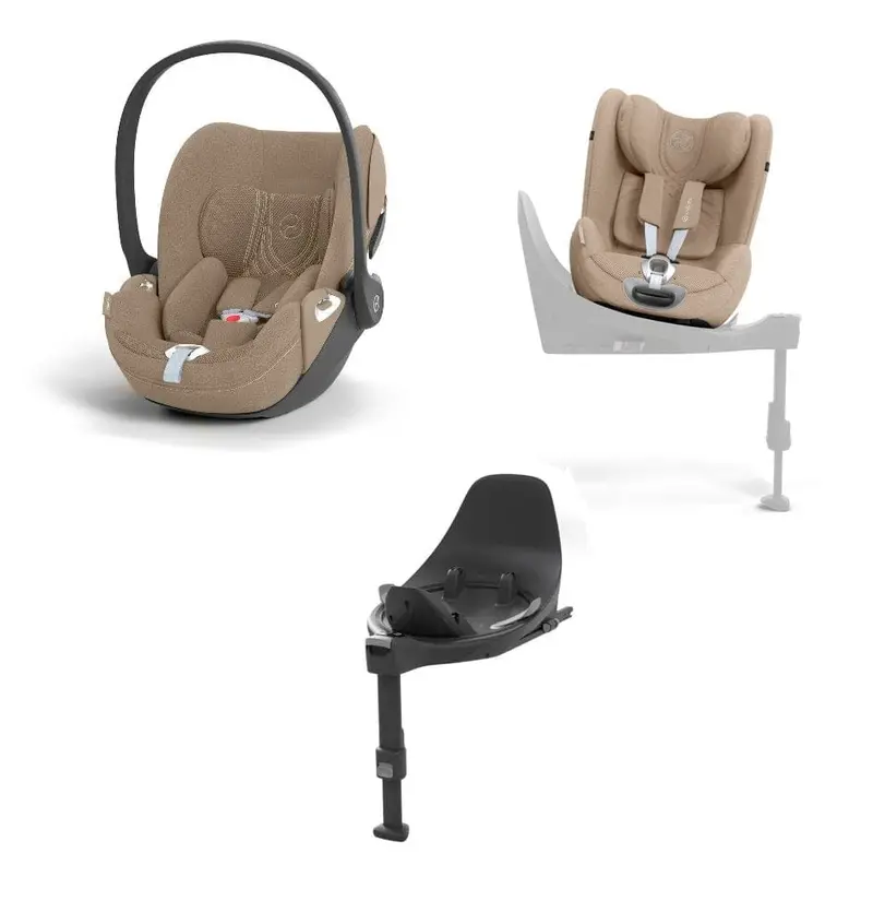 Cybex Modular Travel Bundle: Cloud T Car Seat, Sirona T Car Seat, and Base T i-Size – Cozy Beige