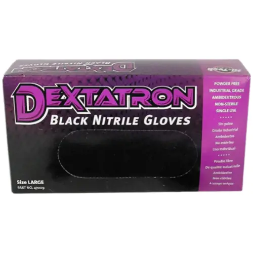 DEXTATRON Black Nitrile Powder-Free Gloves – 100-Count Box for Automotive & Detailing Use