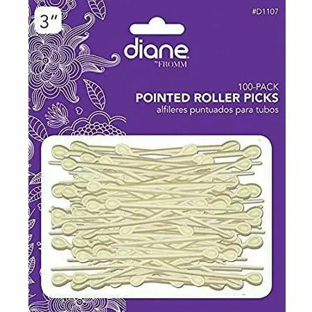 Diane Pointed Roller Picks – 100-Piece Set for Sectioning & Scalp Stimulation