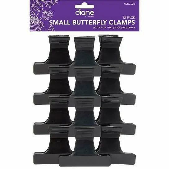 Diane Small Butterfly Hair Clamps – Matte Finish, Pack of 12, Model DEC023