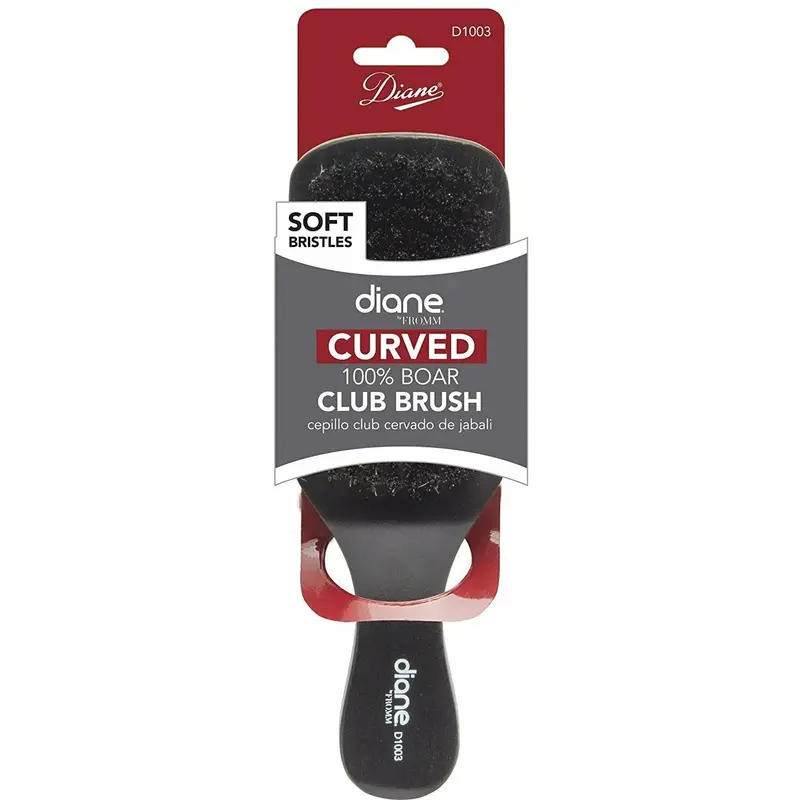 Diane Soft Curved 100% Boar Club Wave Brush – Soft Volume & Shine, Model D1003