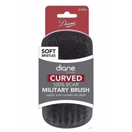 Diane Soft Curved 100% Boar Military Wave Brush – Gentle Wave Enhancement, Model D1002