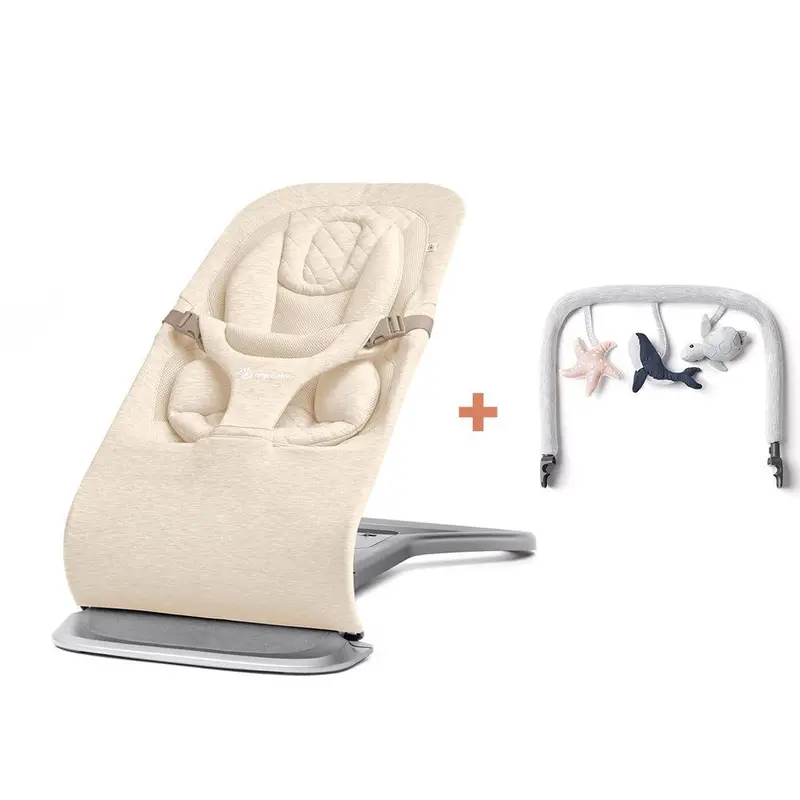 Ergobaby Evolve Multi-Stage Bouncer with Toy Bar – Cream