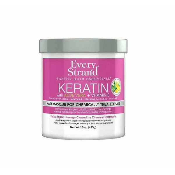 Every Strand Keratin Hair Masque – Aloe Vera & Vitamin E Repair for Chemically Treated Hair, 15 oz