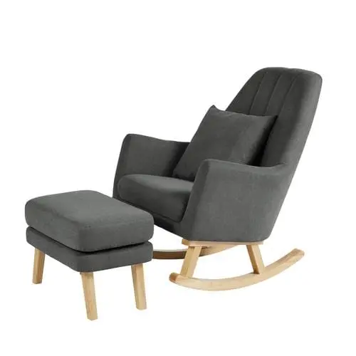 Ickle Bubba Eden Deluxe Nursing Chair with Matching Stool – Charcoal Grey