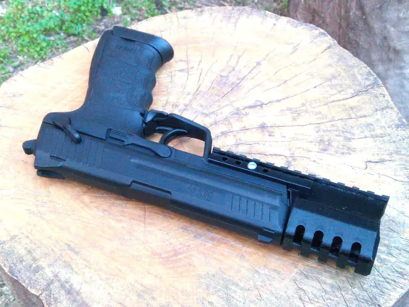 J.W. 12-Slot Frame-Mounted Compensator for HK45 CO2 Air Pistol – Precision-Themed Airgun Upgrade