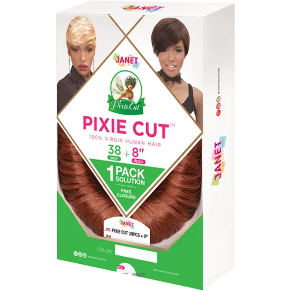 Janet Collection Pixie Cut Synthetic Wig Set – 38-Piece + 4-Pack 8″ Extensions
