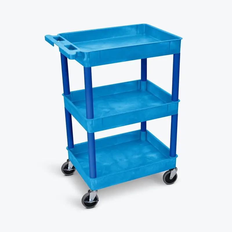 LUXOR Heavy-Duty 3-Tier Mobile Utility Cart – 300 lb Load Rating