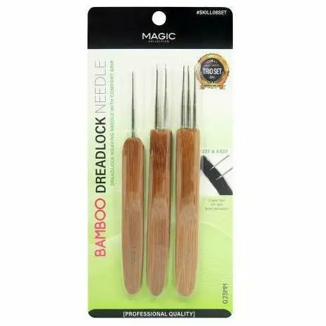 Magic Collection Bamboo Dreadlock Tool Set – 3-Piece Needle Kit for Loc Maintenance