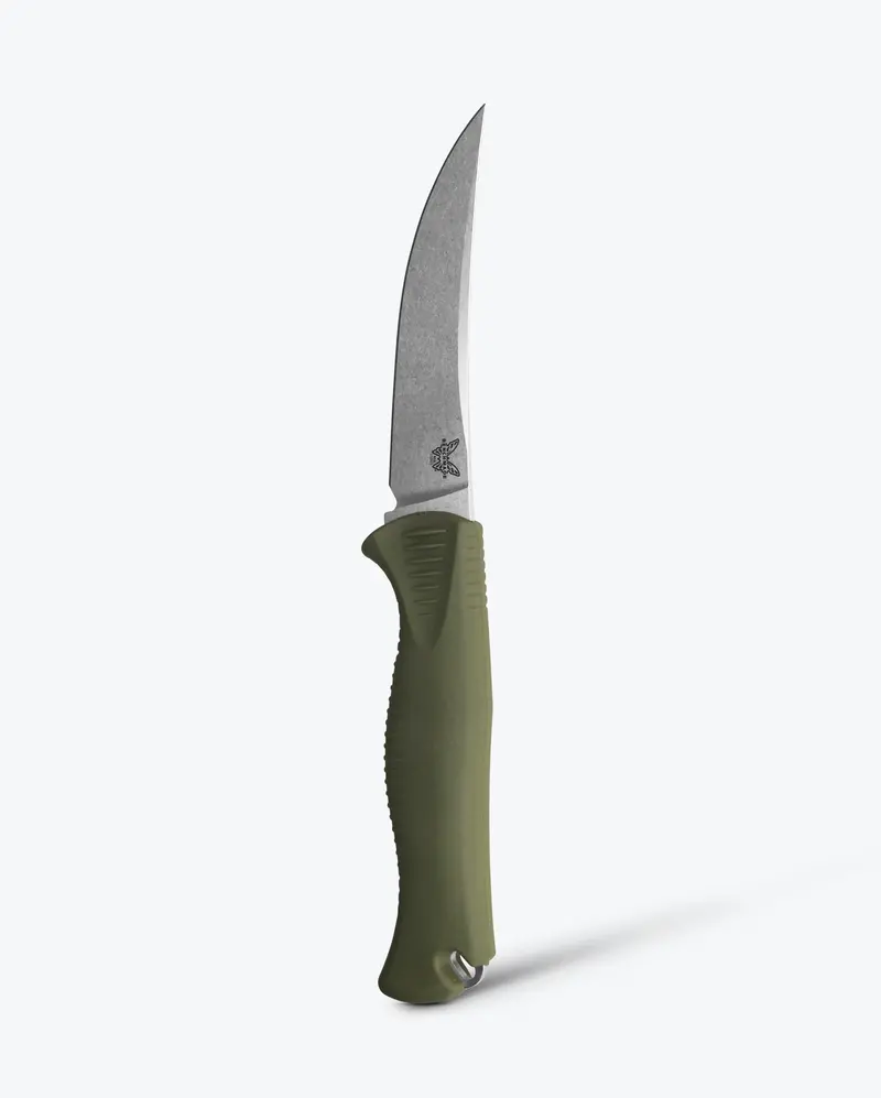 Meatcrafter® Butcher Knife – Dark Olive Santoprene® Grip, 4″ Trailing-Point Blade