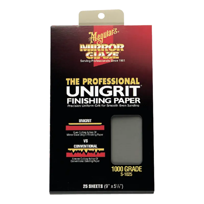 MEGUIAR’S Mirror Glaze Unigrit Finishing Paper – 25-Sheet Pack