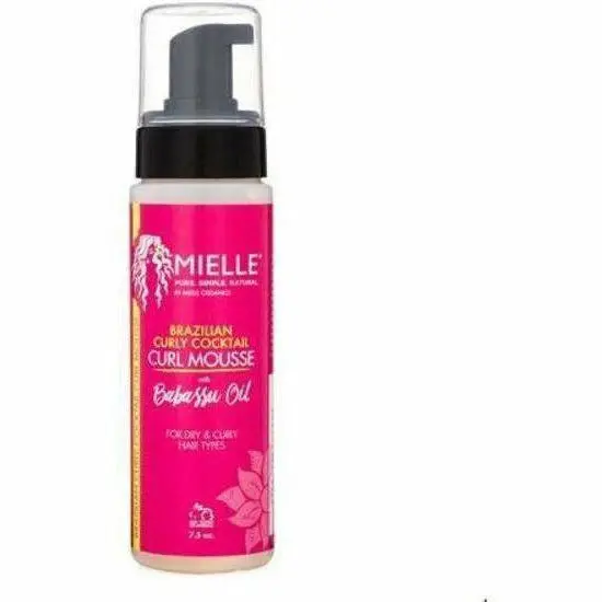 Mielle Organics Brazilian Curly Cocktail Mousse – Volumizing, Humidity-Resistant Foam for Bouncy, Frizz-Free Curls (7.5 oz)
