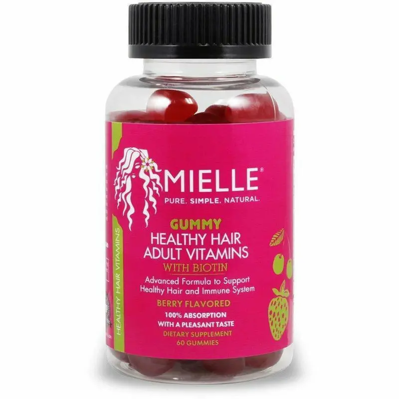 Mielle Organics Gummy Vitamins for Healthy Hair Growth – 60 Count Berry Flavor