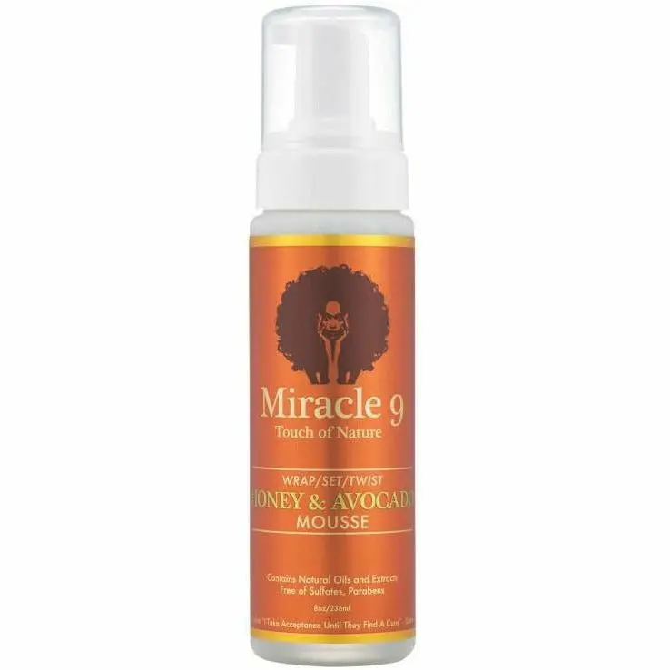 MIRACLE 9 Wrap/Set/Twist Mousse – Honey & Avocado Infused Styler 8 oz