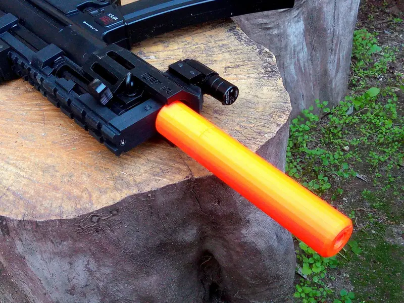 MP5 SMG Fake Suppressor – 3-Lug Airsoft Silencer for Tactical Roleplay and Display