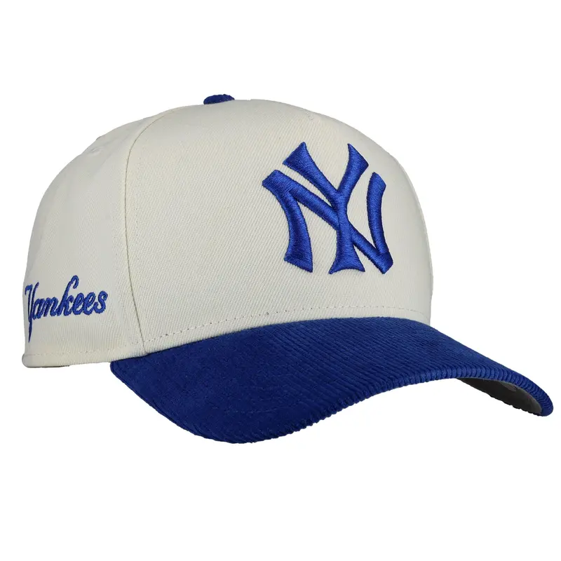 New York Yankees Royal & Off-White Corduroy A-Frame Snapback – 9Fifty Design