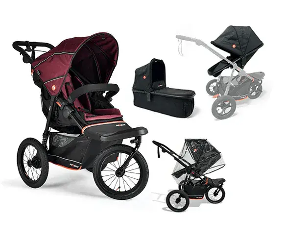 Out N About Nipper V6 Plus Switch Stroller Newborn Bundle – Brambleberry Red